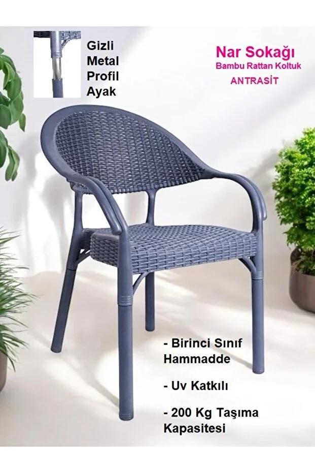 Bambu Rattan Kollu Sandalye Koltuk